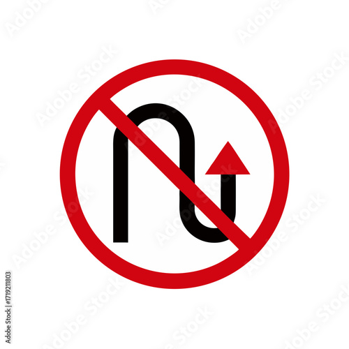 No u turn traffic sign with red circle and slash