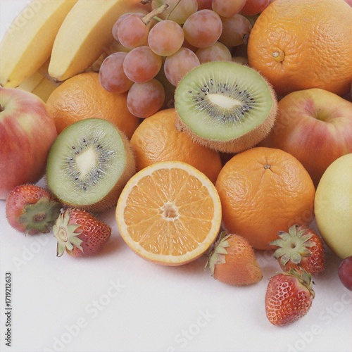 Fruits on the white background