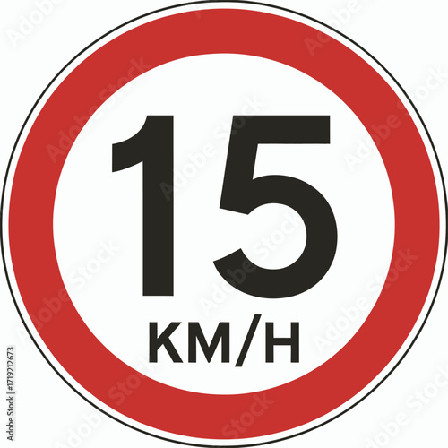 Vector illustration of a 15 km/h speed limit traffic sign icon silhouette vector illustration white background