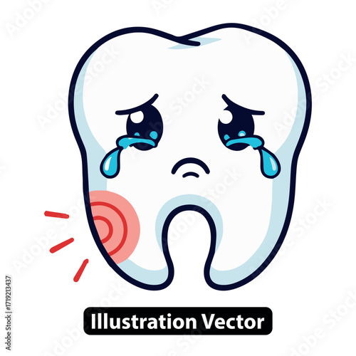 Sad Toothache Cartoon Illustration Dental Care Vector