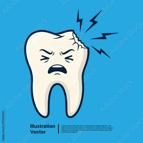 Cartoon Tooth with Pain Expression Dental Care Concept for Brochures and Websites