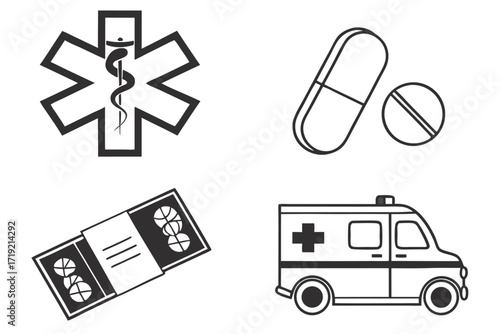 A versatile set of medical icons and symbols for web and business design