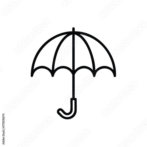 Umbrella Icon, Rain Protection Symbol, Weather Umbrella, Folded Umbrella Graphic, Open Umbrella Illustration