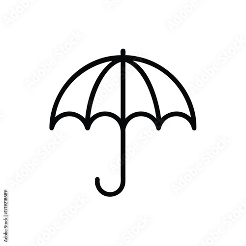 Umbrella Icon, Rain Protection Symbol, Weather Umbrella, Folded Umbrella Graphic, Open Umbrella Illustration