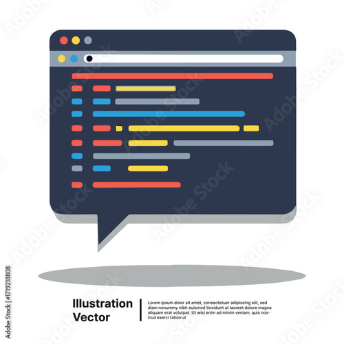 Web Development Discussion Icon Programming Code within a Browser Speech Bubble Interface