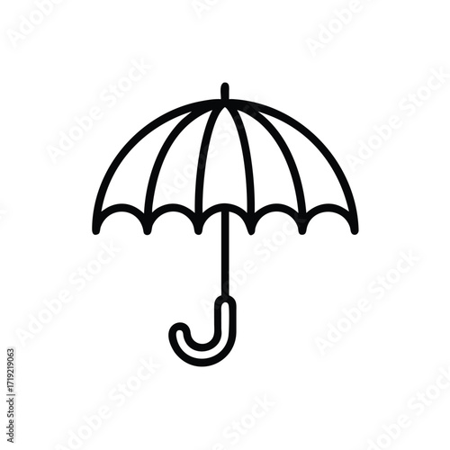 Umbrella Icon, Rain Protection Symbol, Weather Umbrella, Folded Umbrella Graphic, Open Umbrella Illustration