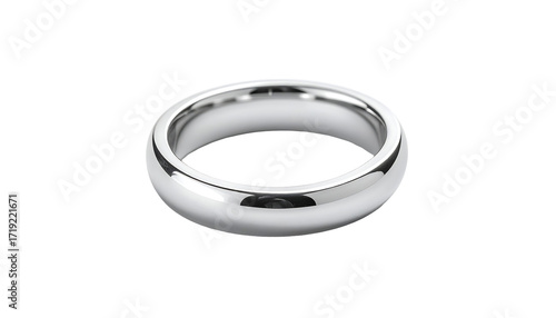 Polished, domed silver band ring with slightly rounded edges and a high-gloss finish
