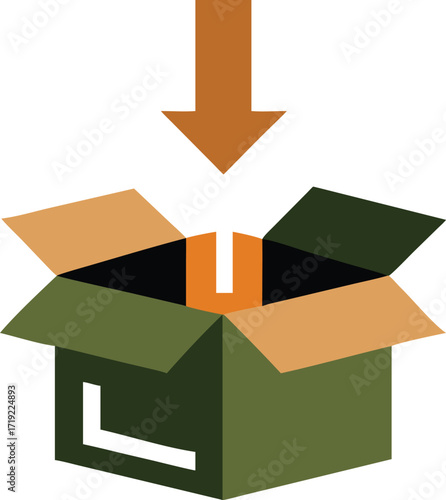 An open box featuring an arrow directed outward, illustrating the notion of exportation or transition.