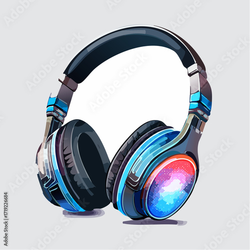 Vibrantly illuminated wireless headphones with a sleek design, offering an immersive sound experience for contemporary music lovers and digital content consumers