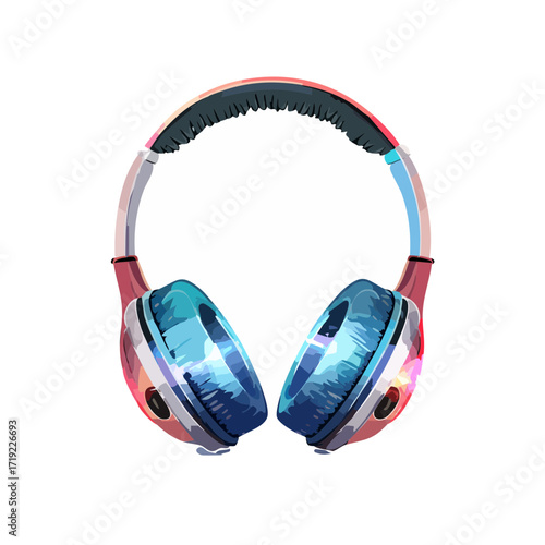 Vibrant and colorful over-ear headphones, illustrated with a modern watercolor effect, perfect for music lovers and audio enthusiasts