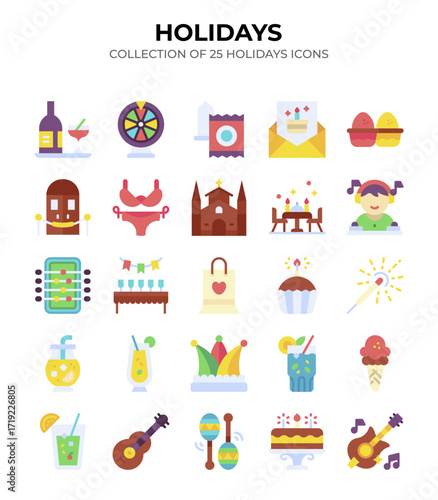 Holidays. Collection of 25 Festive Icons