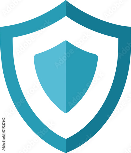 A blue shield set against a white background, representing strength and defense.