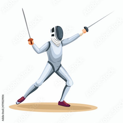 Dynamic Fencing Action A Striking Pose of a Fencer in Motion