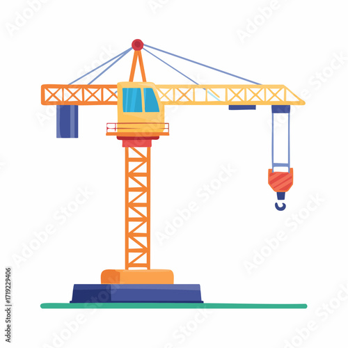 Flat illustration tower crane isolated on white background