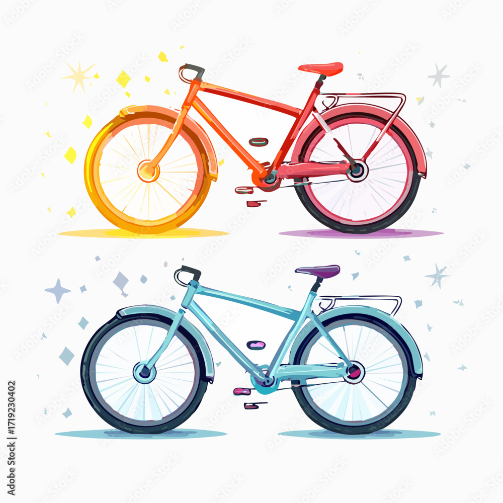 Fototapeta premium Colorful Bicycle Illustrations Perfect for Summer Adventures