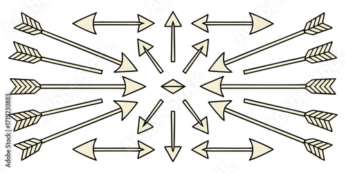 Radial pattern of stylized arrows pointing outward