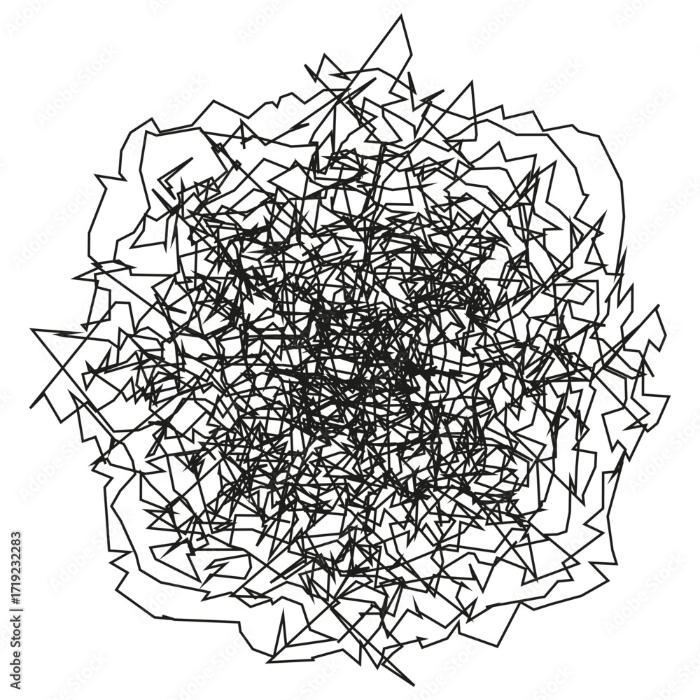 Obraz premium Chaotic line pattern. Abstract scribble illustration. Tangled wire design. Vector graphic element.