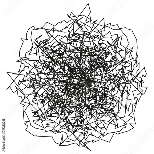 Chaotic line pattern. Abstract scribble illustration. Tangled wire design. Vector graphic element.