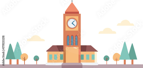A clock tower adorned with a clock, standing tall in a scenic urban landscape.