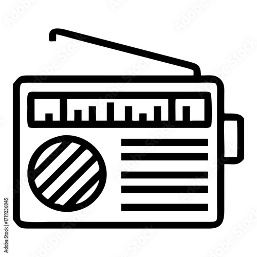 Retro Radio Icon Vector Simple Portable Audio Device