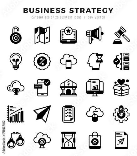 Business Strategy web icons in Lineal Filled style.