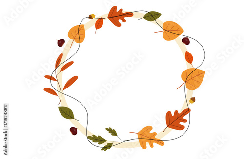 grafica, sfondo, autunno, foglie secche,, cerchio