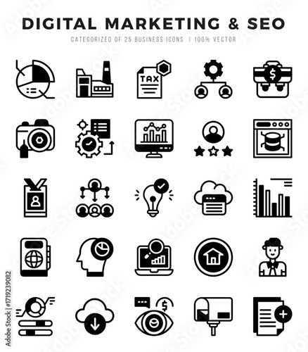 icons set. Digital Marketing & SEO for web. app. vector illustration.