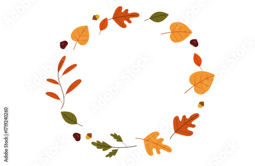 grafica, sfondo, autunno, foglie secche,, cerchio