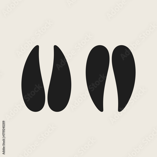 Antelope footprints silhouette. Wild animal paw prints 