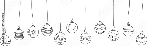 Black and white Christmas ornaments, festive holiday decorations, printable coloring page, winter craft design, DIY art, seasonal decor inspiration
