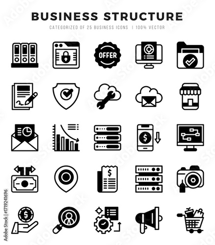 Business Structure icons set for website and mobile site and apps.