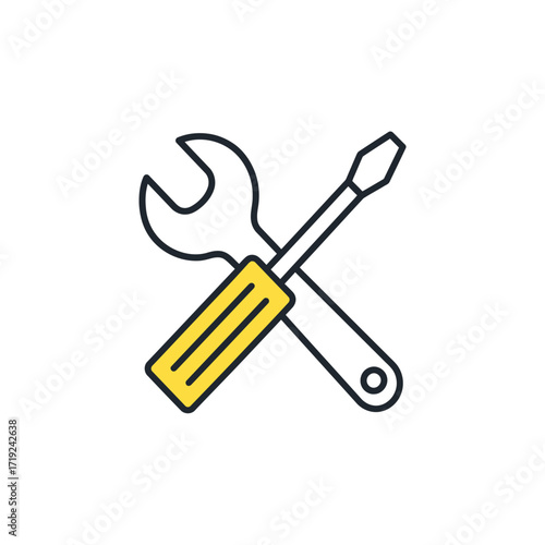 Wrench and Screwdriver Tools Vector Illustration