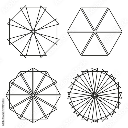 Geometric shape collection. Abstract line art. Polygons and circles. Vector design elements.