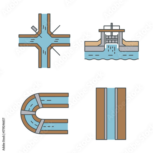 Water infrastructure system components diagrams.