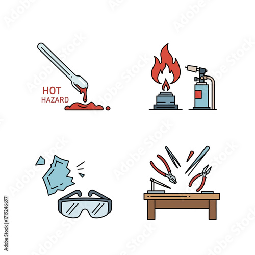 Workshop Safety and Hazard Icons for Crafting and Industry.