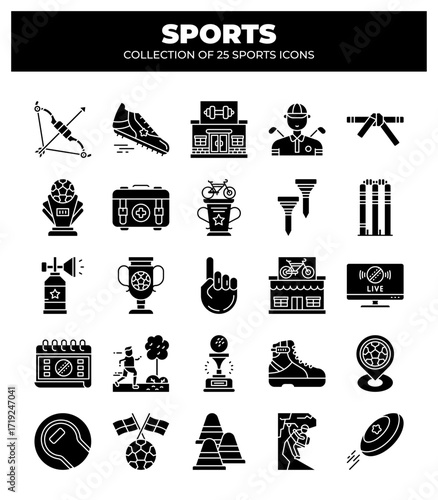 Collection of 25 Sports Icons. A Visual Guide to Various Sports and Activities
