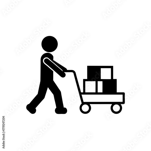 Man pushing cart with boxes