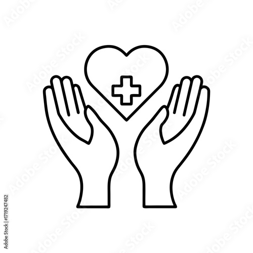 Hands holding heart with cross