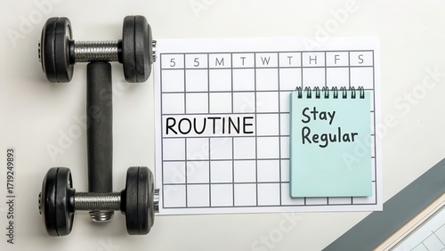 Fitness Routine Planner with Dumbbell and Notepad for Staying Active