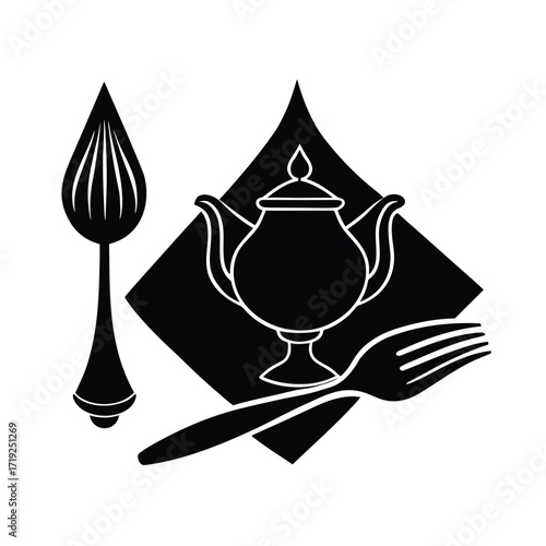 chebakia with golden utensils and napkins