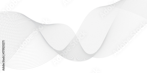 Dynamic minimal smoke wave sound line. Abstract glowing white blend line smooth flow soundwave curve energy gradient vector futuristic digital outline line science design.	