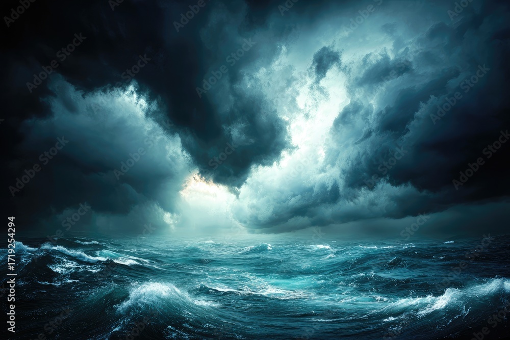 Fototapeta premium Dark stormy seas with ominous clouds