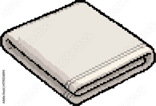 A neatly folded, light beige pixel art towel.