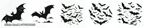 Halloween flying bat silhouette vector