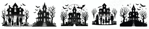 vector silhouette of haunted house halloween