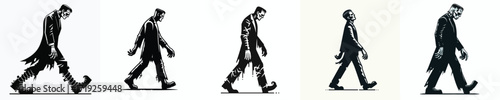 vector silhouette of frankenstein walking halloween