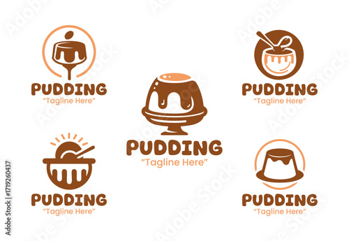 5 Pudding Logo Set Professional Dessert Branding Collection
