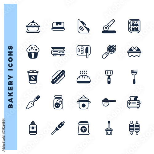 25 Bakery Lineal Fill icons pack. vector illustration.
