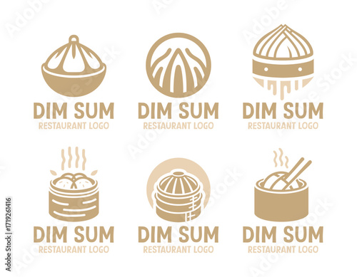 6 Dim Sum Restaurant Logo Set Professional Asian Cuisine Branding Collection