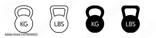 Kettlebell weights icons set. Fittnes, gym symbol. Vector illustration. 